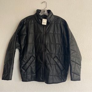 NWT We The FREE PEOPLE Black Vegan Leather Jacket Msrp $198 SZ SMALL